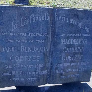 COETZEE Daniel Benjamin 1900-1965 &amp; Magdelena Cathrina 1904-1991