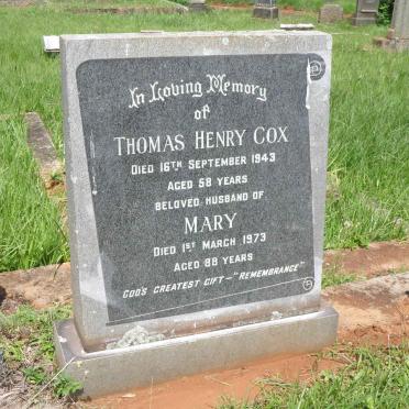 COX Thomas Henry -1943 &amp; Mary -1973