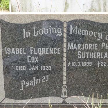 COX Isabel Florence -1928 :: SUTHERLAND Marjorie Phyllis 1899-1983