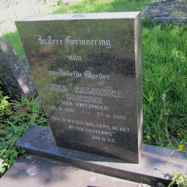 COETSEE Anna Salomina nee KRITZINGER 1902-1988