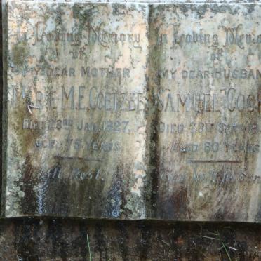 COOKS Samuel 1831 &amp; Marie M.E. COETZEE -1927