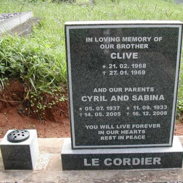 CORDIER Cyril, Le 1937-2005 &amp; Sabina 1933-2008 :: Le CORDIER Clive 1968-1969