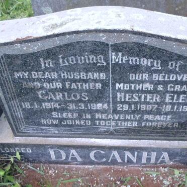 CANHA Carlos, da 1914-1984 &amp; Hester Elena 1907-1988