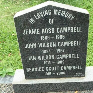 CAMPBELL John Wilson 1884-1967 &amp; Jeanie Ross 1885-1966 :: CAMPBELL Ian Wilson 1914-1989 &amp; Bernice Scott 1916-2006