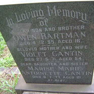CANTIN Violet -1971 :: CANTIN Marise Marie Antoinette -1977 :: BARTMAN Owen -1955