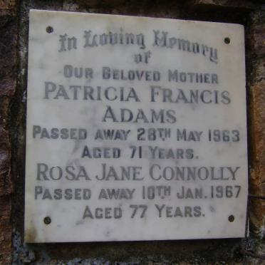 ADAMS Patricia Francis -1963 :: CONNOLLY Rosa Jane -1967