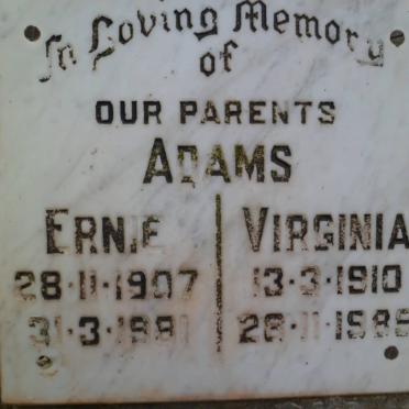 ADAMS Ernie 1907-1981 &amp; Virginia 1910-1989