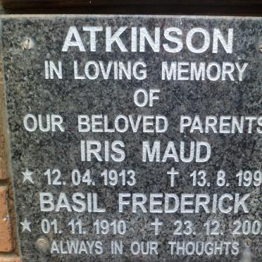 ATKINSON Basil Frederick 1910-2002 &amp; Iris Maud 1913-1999