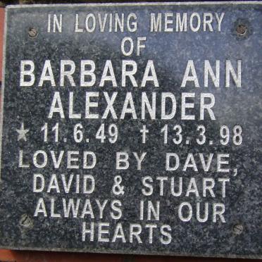 ALEXANDER Barbara Ann 1949-1998