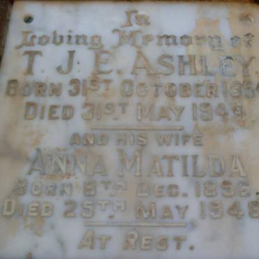 ASHLEY T.J.E. 1854-1944 &amp; Anna Matilda 1856-1948