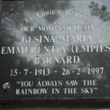 BARNARD Gesina Maria Emmerentia 1913-1997