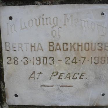 BACKHOUSE Bertha 1903-1981