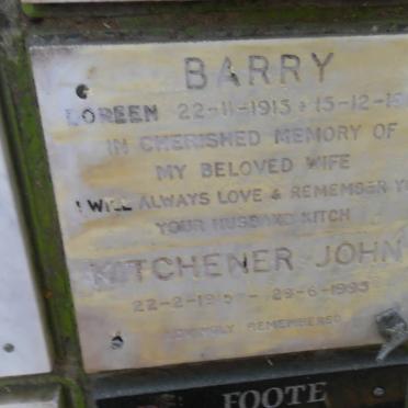 BARRY Kitchener John 1915-1995 &amp; Doreen 1915-1980