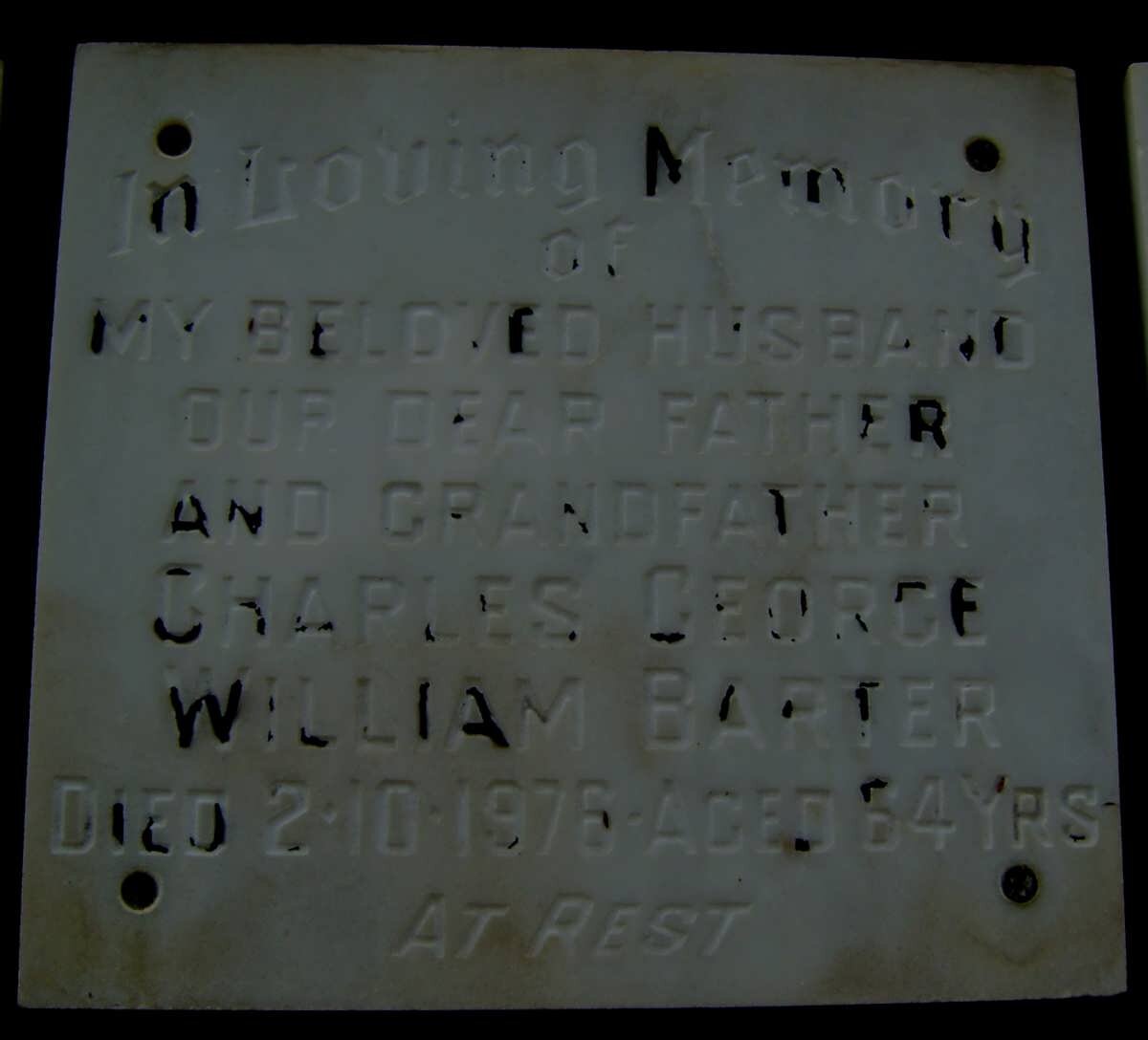 BARTER Charles George William -1976