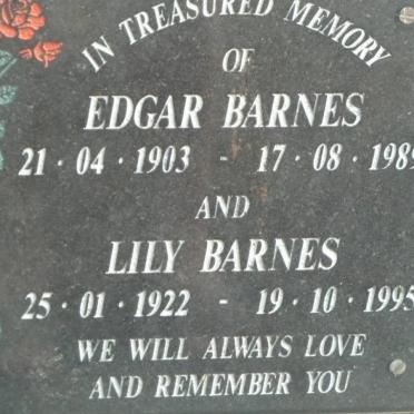BARNES Edgar 1903-1989 &amp; Lily 1922-1995