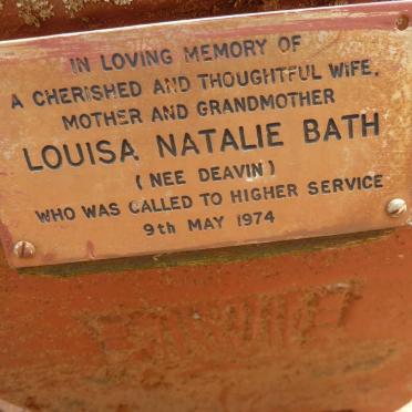 BATH Louisa Natalie nee DEAVIN -1974