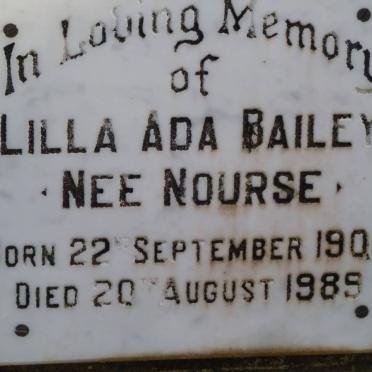 BAILEY Lilla Ada nee NOURSE 1905-1989