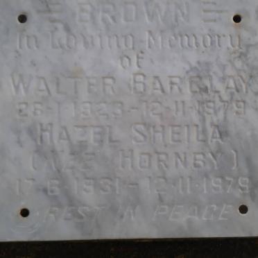 BARCLAY Walter 1923-1979 &amp; Hazel Sheila HORNBY 1931-1979