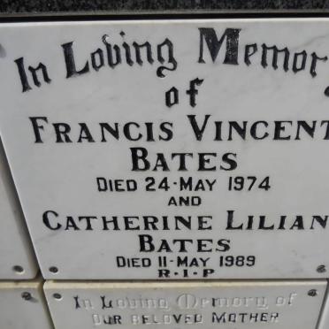 BATES Francis Vincent -1974 &amp; Catherine Lilian -1989
