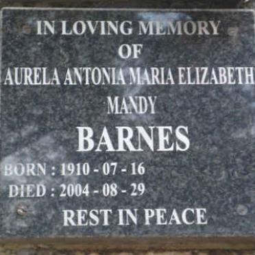 BARNES Aurela Antonia Maria Elizabeth Mandy 1910-2004