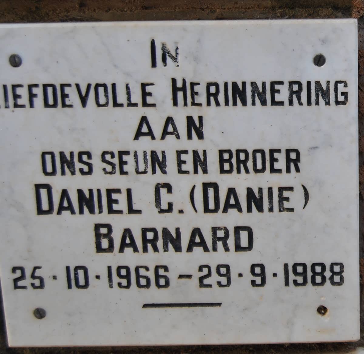 BARNARD Daniel C. 1966-1988