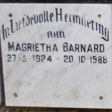 BARNARD Magrietha 1924-1988