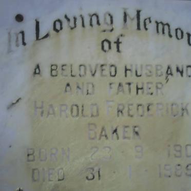 BAKER Harold Frederick 1901-1985