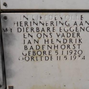 BADENHORST Jan Hendrik 1920-1974