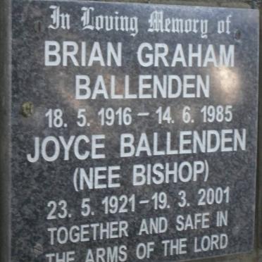 BALLENDEN Brian Graham 1916-1985 &amp; Joyce BISHOP 1921-2001