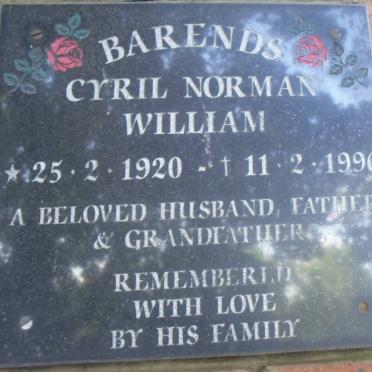 BARENDS Cyril Norman William 1920-1996