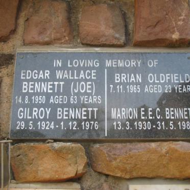 BENNETT Edgar Wallace -1950 :: BENNETT Gilroy 1924-1976 :: BENNETT Marion E.E.C. 1930-1987 :: OLDFIELD Brian -1965