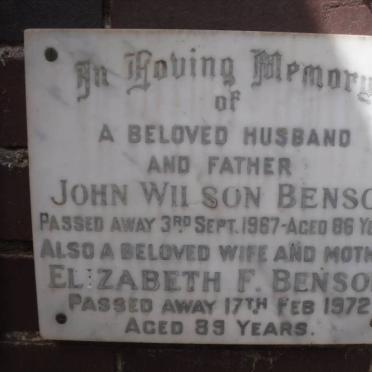BENSON John Wilson -1967 &amp; Elizabeth F. -1972