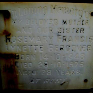 BERGOVER Rosemary Francis Lynette 1948-1976