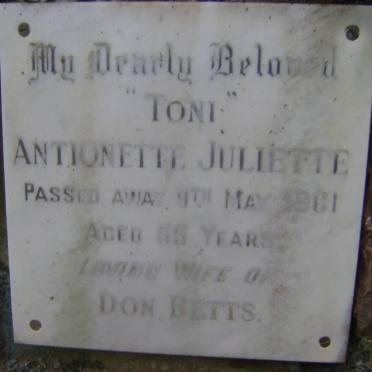 BETTS Antionette Juliette -1961