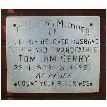 BERRY Tom Jim 1909-1983 &amp; Rachel Elizabeth 1918-1989