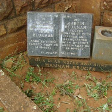 BEUKMAN Martin 1911-1982 &amp; Vera 1913-1979 :: KRUGER Hannah