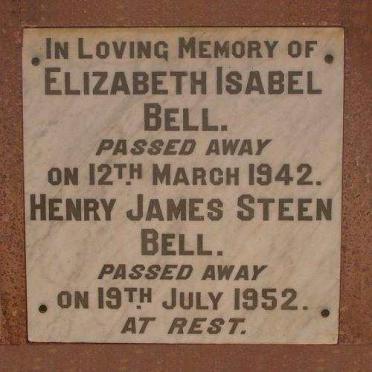 BELL Henry James Steen -1952 &amp; Elizabeth Isabel -1942