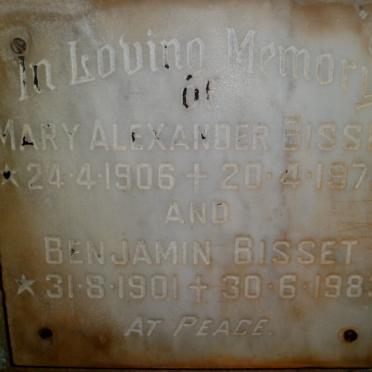 BISSET Benjamin 1901-1983 &amp; Mary Alexander 1906-1979