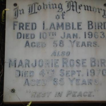 BIRD Fred Lamble -1963 &amp; Marjorie Rose -1970