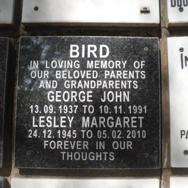 BIRD George John 1937-1991 &amp; Lesley Margaret 1945-2010