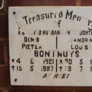 BONTHUYS Denis Pieter 1921-1987 :: BONTHUYS Sandra Louise  1950-1970