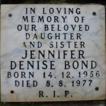 BOND Jennifer Denise 1956-1977