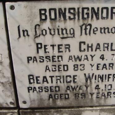BONSIGNORE Peter Charles -1971 &amp; Beatrice Winifred -1988