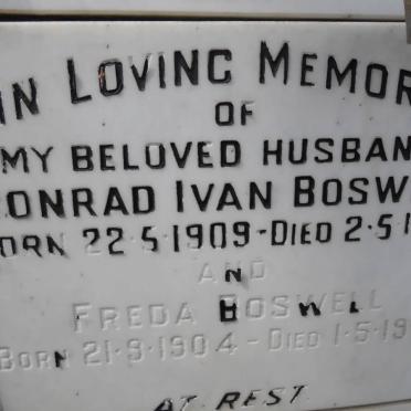 BOSWELL Conrad Ivan 1909-1974 &amp; Freda 1904-1992