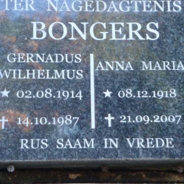 BONGERS Gernadus Wihelmus 1914-1987 &amp; Anna Maria 1918-2007