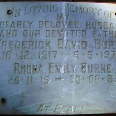 BURNE Frederick David 1917-1978 &amp; Rhona Emily 1915-1993
