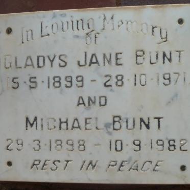 BUNT Michael 1898-1982 &amp; Gladys Jane 1899-1971