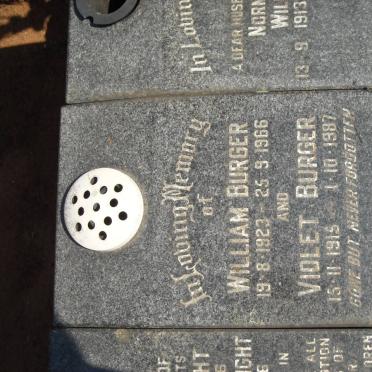 BURGER William 1923-1966 &amp; Violet 1915-1987 