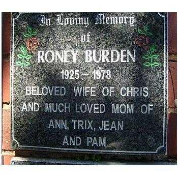 BURDEN Roney 1925-1978