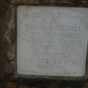 BLOMEFIELD Francis George Cyril 1884-1946 &amp; Mary Clara 1883-1977